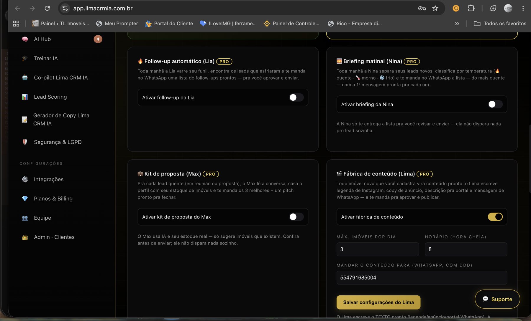 Agentes de IA do Lima CRM IA